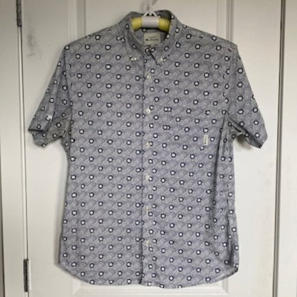 BEN SHERMAN Short Sleeve Retro Blue Print Shirt Sz Medium - Picture 4 of 12